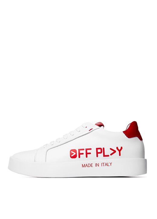 Off Play Beyaz - Kırmızı Erkek Deri Sneaker X-BOLOGNA 1-LH 02-73 2