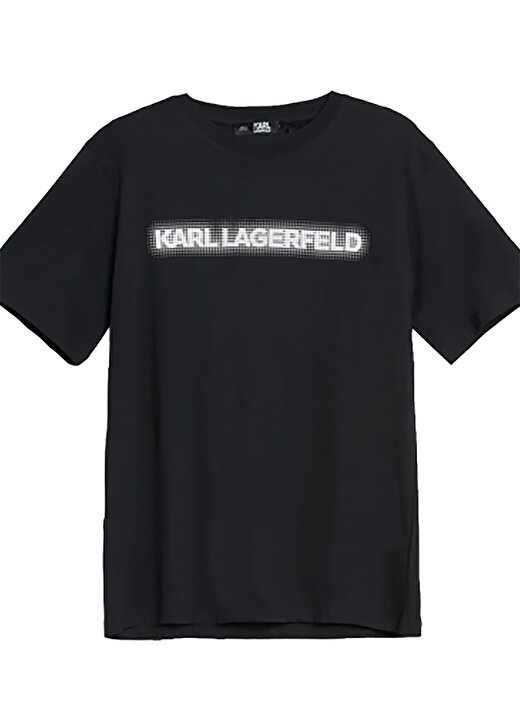 KARL LAGERFELD Bisiklet Yaka Baskılı Siyah Kadın T-Shirt 230W1782 2