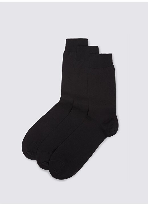 Marks & Spencer Siyah Erkek Saf Pamuklu 3'Lü Çorap Seti 7000 1