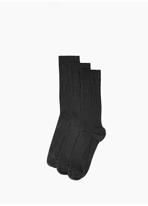 Marks & Spencer Siyah Erkek 3'Lü Yumuşak Dokulu Çorap Seti 8404G 1