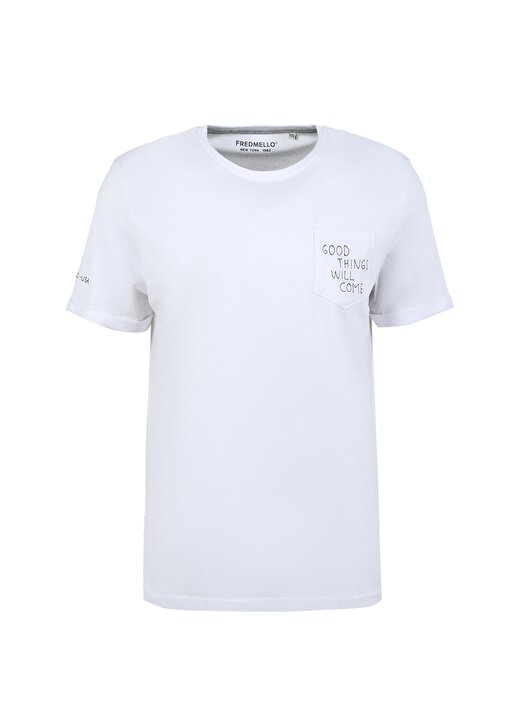 Fred Mello Bisiklet Yaka Beyaz Erkek T-Shirt FM23S16TGWHITE 1
