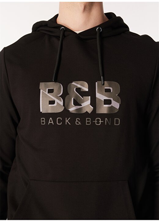Back And Bond Kapüşon Yaka Baskılı Siyah Erkek T-Shirt B32S12005 4
