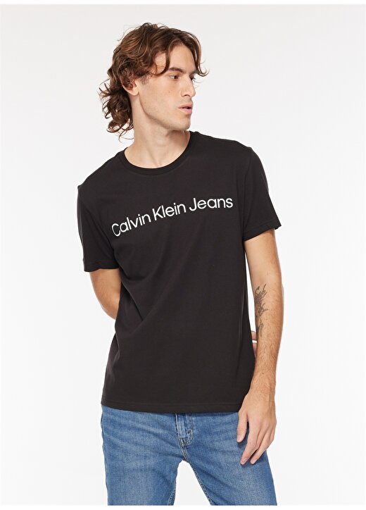 Calvin Klein Jeans Bisiklet Yaka Baskılı Siyah Erkek T-Shirt J30J322552BEH 2