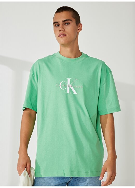 Calvin Klein Jeans Bisiklet Yaka Baskılı Yeşil Erkek T-Shirt J30J323307L1C 3