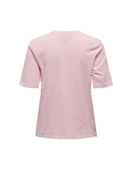 Only O Yaka Baskılı Açık Pembe Kadın T-Shirt ONLFAMMY S/S REFRESHING TOP BOX JRS 2