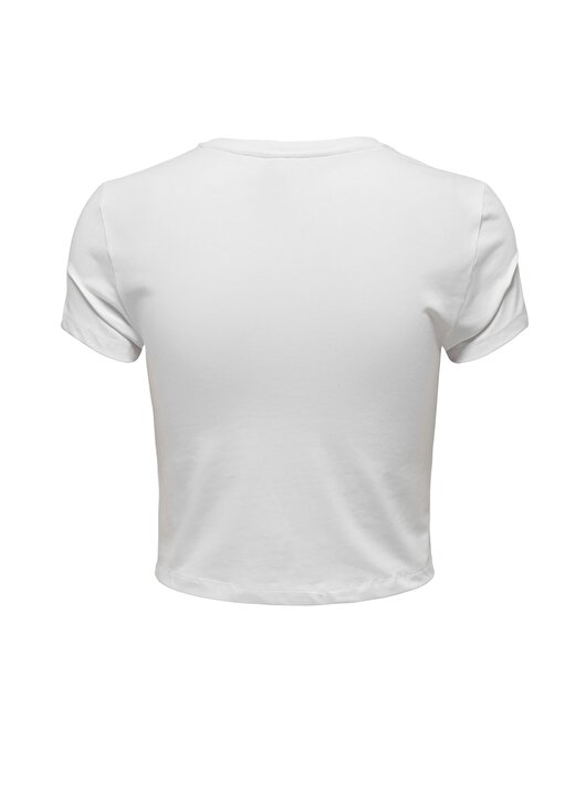 Only O Yaka Baskılı Beyaz Kadın T-Shirt ONLAMY S/S COAST TOP BOX JRS 2