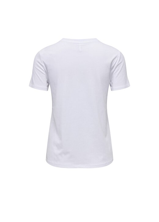 Only O Yaka Baskılı Açık Beyaz Kadın T-Shirt ONLBENJI REG S/S HEART TOP BOX JRS 2