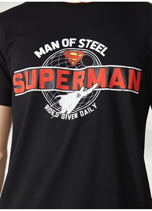 Never Say Never Superman Baskılı Siyah Erkek T-Shirt BYL3130 4