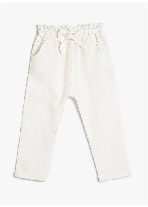 Koton Beyaz Kız Bebek Boru Paça Düz Pantolon 3SMG40021AW 1