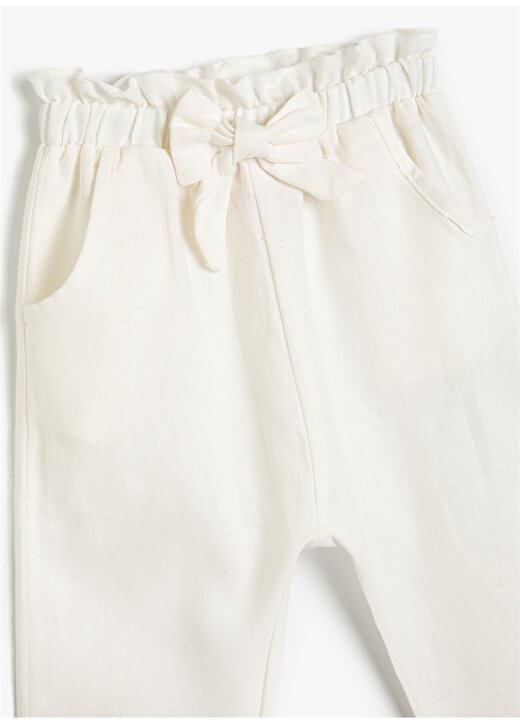 Koton Beyaz Kız Bebek Boru Paça Düz Pantolon 3SMG40021AW 4