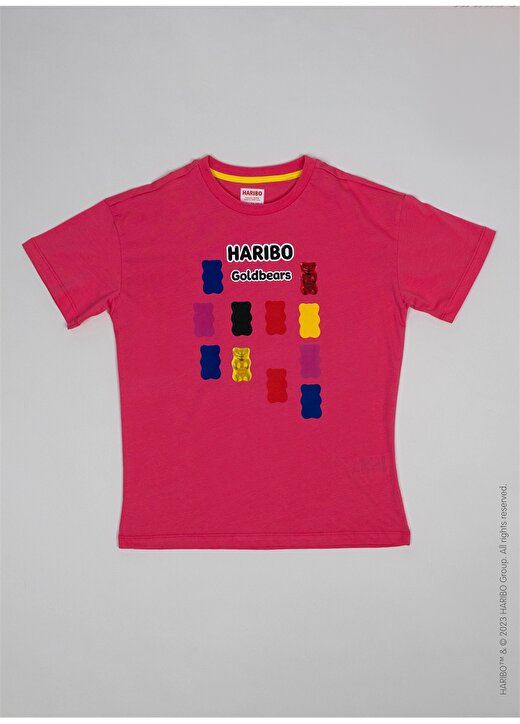 Haribo Baskılı Fuşya Kız Çocuk T-Shirt HRBTXT008 1