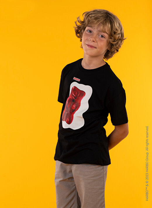 Haribo Baskılı Siyah Erkek Çocuk T-Shirt HRBTXT010 2