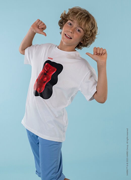 Haribo Baskılı Beyaz Erkek Çocuk T-Shirt HRBTXT010 2