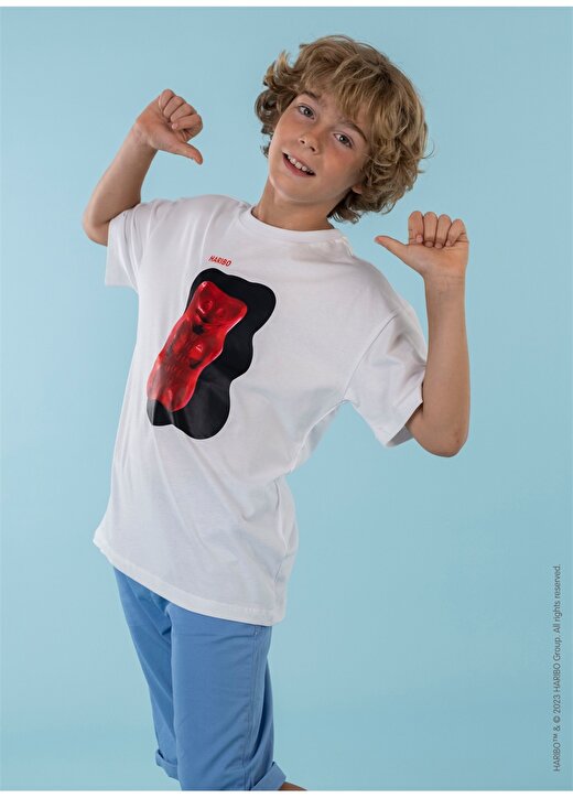 Haribo Baskılı Beyaz Erkek Çocuk T-Shirt HRBTXT010 2