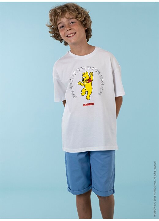 Haribo Baskılı Beyaz Erkek Çocuk T-Shirt HRBTXT101 1