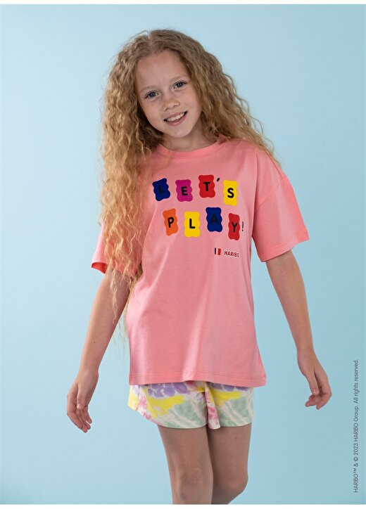 Haribo Baskılı Pembe Kız Çocuk T-Shirt HRBTXT104 1