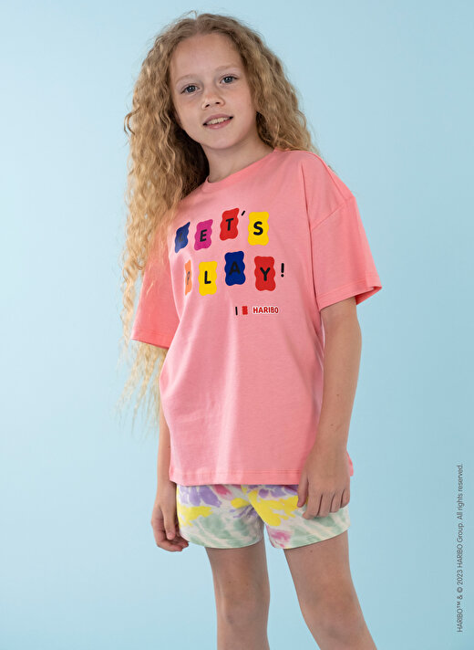 Haribo Baskılı Pembe Kız Çocuk T-Shirt HRBTXT104 2