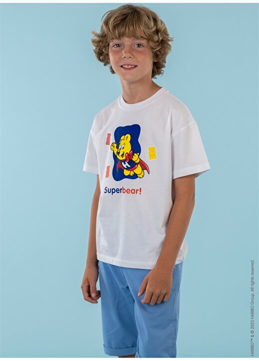 Haribo Baskılı Beyaz Erkek Çocuk T-Shirt HRBTXT108 1