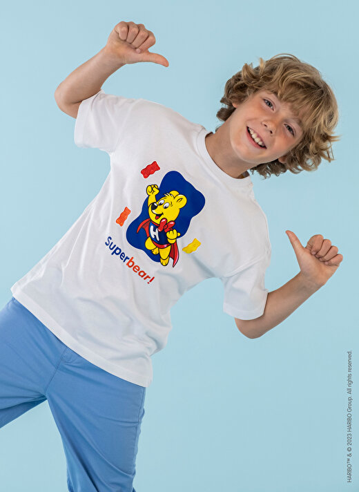 Haribo Baskılı Beyaz Erkek Çocuk T-Shirt HRBTXT108 2