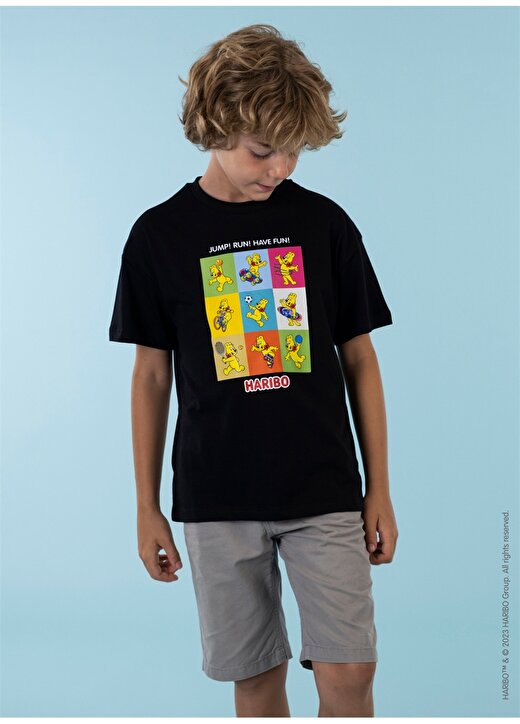 Haribo Baskılı Siyah Erkek Çocuk T-Shirt HRBTXT103 2