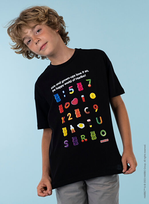 Haribo Baskılı Siyah Erkek Çocuk T-Shirt HRBTXT105 2