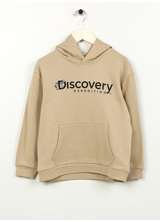 Discovery Expedition Bej Kız Çocuk Uzun Kollu Oversize Baskılı Sweatshirt D3WG-SWT24 1