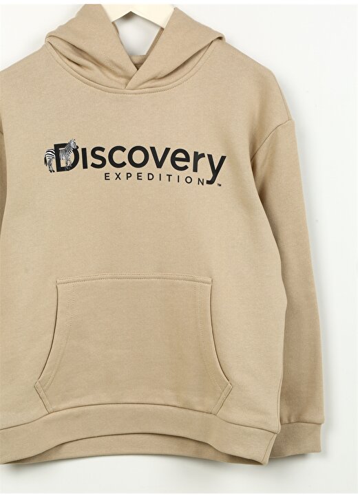 Discovery Expedition Bej Kız Çocuk Uzun Kollu Oversize Baskılı Sweatshirt D3WG-SWT24 4