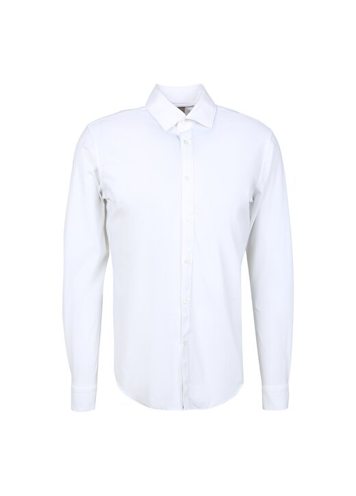 AT.P.CO Slim Fit Düğmeli Yaka Beyaz Erkek Gömlek A266CARLST98- 1