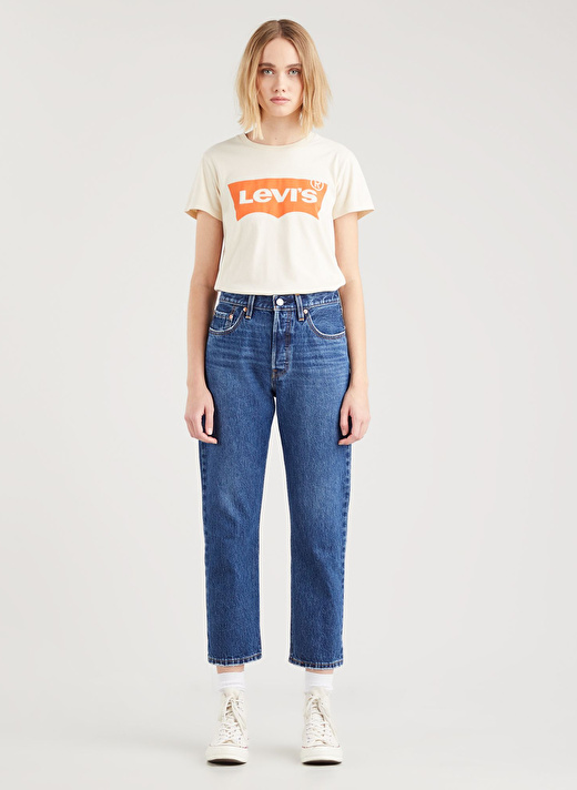 Levis 501 Crop Local Koyu Lacivert Yüksek Bel Regular Kadın Denim Pantolon ORINDA TROY HORSE 2