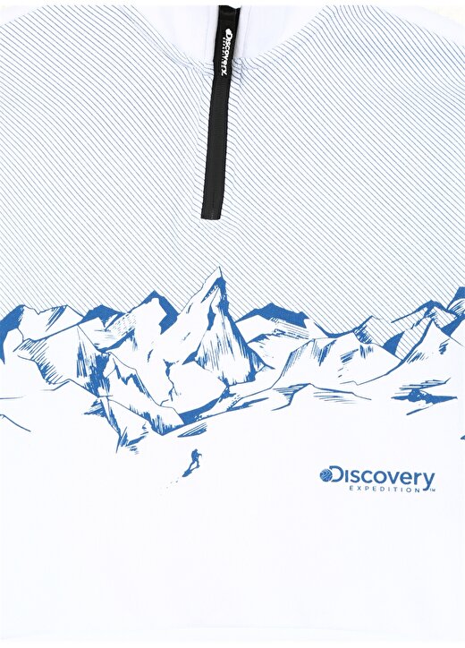 Discovery Expedition Beyaz Erkek Çocuk Dik Yaka Uzun Kollu Fermuarlı Oversize Baskılı Sweatshirt D3WB-SWT33 3