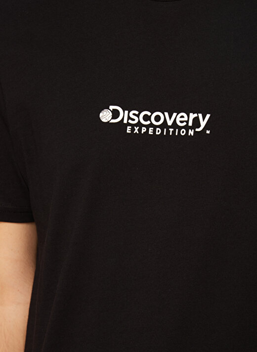 Discovery Expedition Siyah Erkek Bisiklet Yaka Baskılı T-Shirt D3WM-TST5   4
