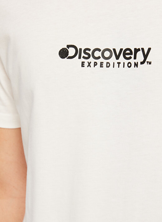 Discovery Expedition Beyaz Erkek Bisiklet Yaka Baskılı T-Shirt D3WM-TST5   4