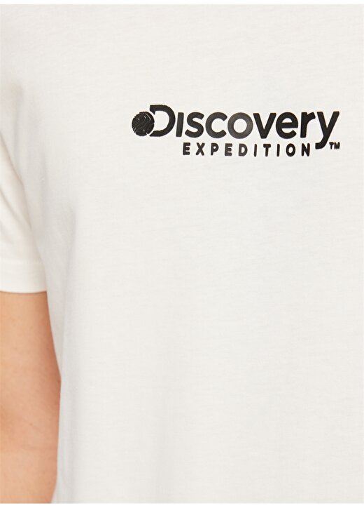 Discovery Expedition Beyaz Erkek Bisiklet Yaka Baskılı T-Shirt D3WM-TST5 4