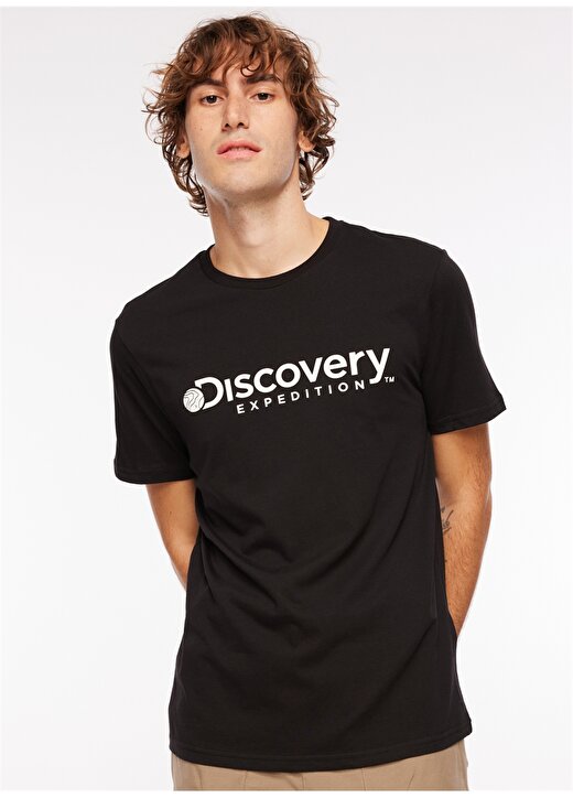 Discovery Expedition Siyah Erkek Bisiklet Yaka Baskılı T-Shirt D3WM-TST6 3