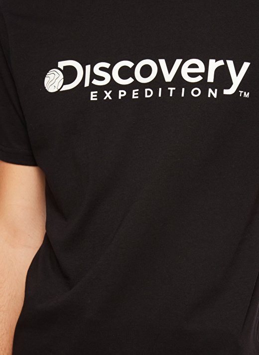Discovery Expedition Siyah Erkek Bisiklet Yaka Baskılı T-Shirt D3WM-TST6   4