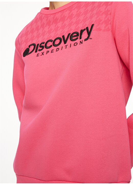 Discovery Expedition Fuşya Kadın Bisiklet Yaka Baskılı Sweatshirt D3WL-SWT19 4