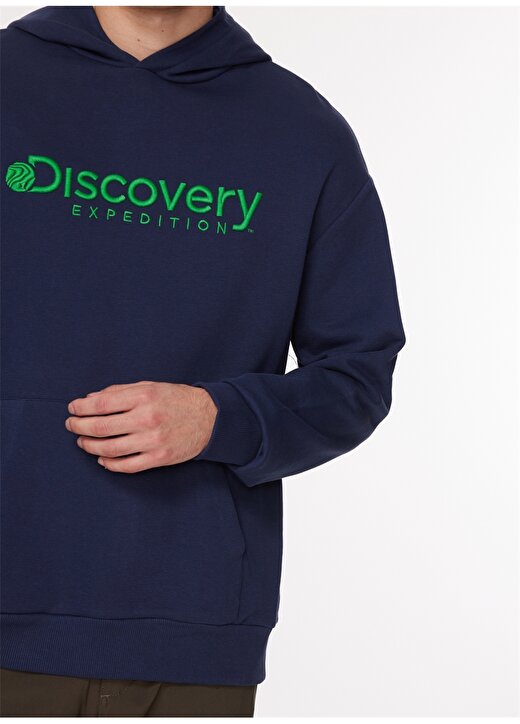 Discovery Expedition Lacivert Erkek Kapüşonlu Nakışlı Sweatshirt D3WM-SWT28 4