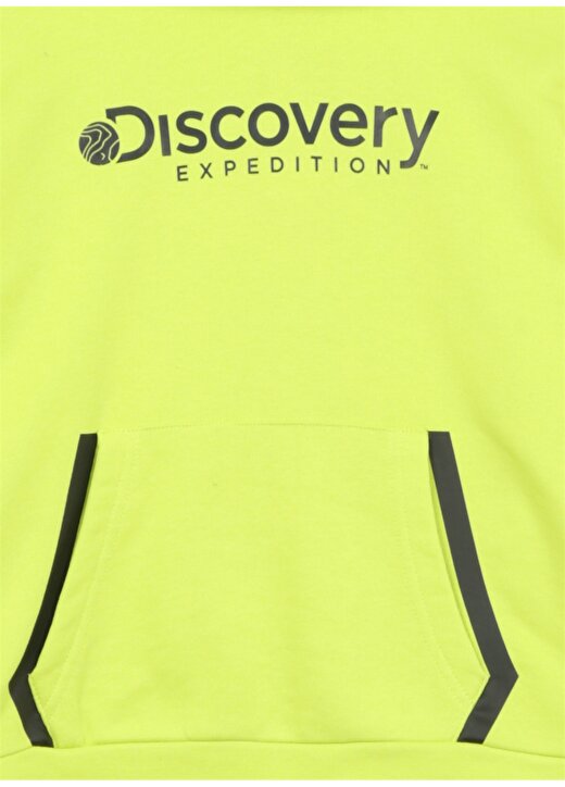Discovery Expedition Neon Sarı Erkek Çocuk Kapüşonlu Oversize Baskılı Sweatshirt D3WB-SWT39 2