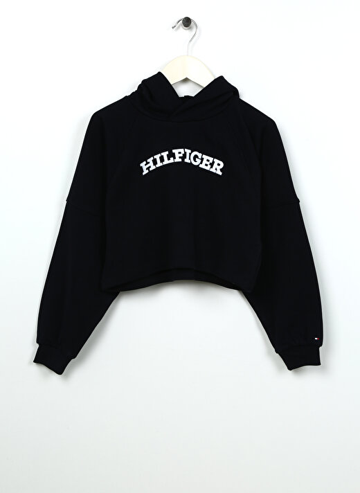 Tommy Hilfiger Mavi Kız Çocuk Kapüşonlu Uzun Kollu Sweatshirt KG0KG07381    1