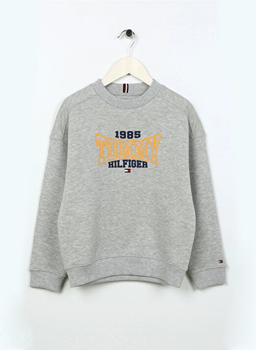 Tommy Hilfiger Gri Erkek Çocuk Bisiklet Yaka Uzun Kollu Sweatshirt KB0KB08301     1