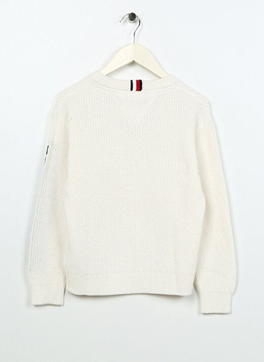 Tommy Hilfiger Beyaz Erkek Çocuk Bisiklet Yaka Uzun Kollu Sweatshirt KB0KB08364     2