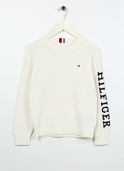 Tommy Hilfiger Beyaz Erkek Çocuk Bisiklet Yaka Uzun Kollu Sweatshirt KB0KB08364     3