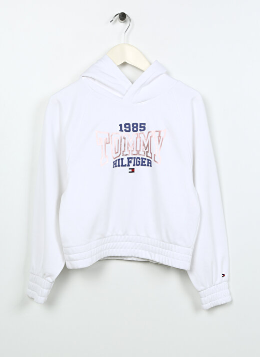 Tommy Hilfiger Beyaz Kız Çocuk Kapüşonlu Uzun Kollu Sweatshirt KG0KG07373    1