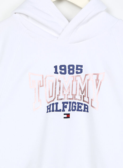 Tommy Hilfiger Beyaz Kız Çocuk Kapüşonlu Uzun Kollu Sweatshirt KG0KG07373    3