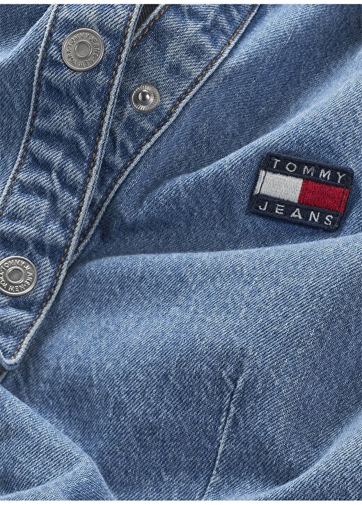 Tommy Jeans Gömlek Yaka Baskılı Lacivert Mini Kadın Elbise DW0DW158921 2
