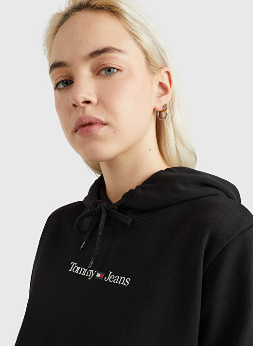 Tommy Jeans Kapüşon Yaka Baskılı Siyah Kadın Sweatshırt DW0DW15649 3