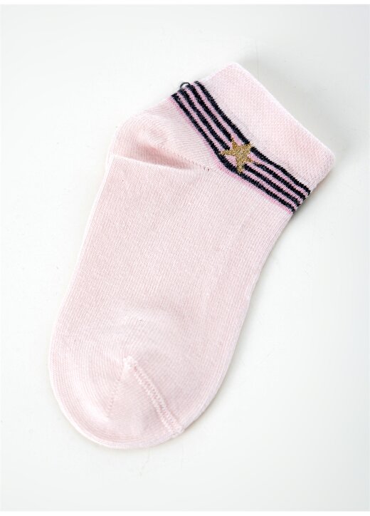 Cozzy Socks Beyaz - Pembe - Gri Kız Çocuk Soket Çorap SEKER PEMBE-SET 2