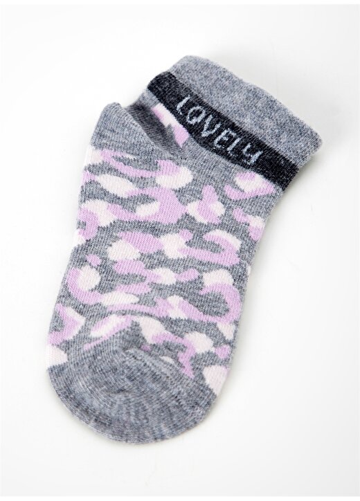 Cozzy Socks Beyaz - Pembe - Gri Kız Çocuk Soket Çorap SEKER PEMBE-SET 3