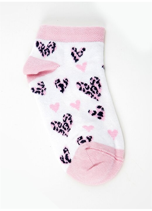 Cozzy Socks Beyaz - Pembe - Gri Kız Çocuk Soket Çorap SEKER PEMBE-SET 4