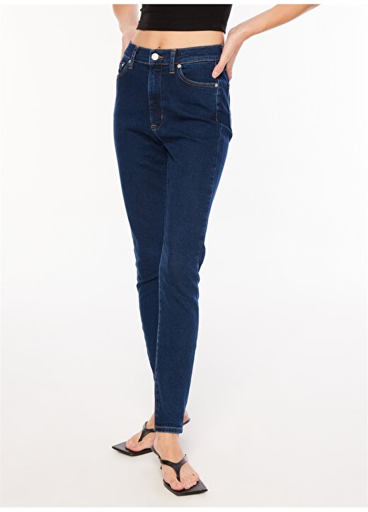 Tommy Jeans Normal Bel Dar Paça Normal Lacivert Kadın Denim Pantolon DW0DW160071 2